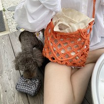 DIY 코바늘 네트백 만들기 가방뜨기 콜드메쉬백 패키지, 빈티지오렌지
