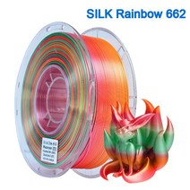 레인보우 실크 PLA 필라멘트 1.75mm 3D 프린터 멀티 컬러 1kg 2.2lbs 스풀 샤이니 대부분의 FDM 프린터에 적합, [01] SILK Rainbow 662