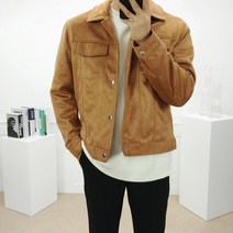 로니제이 남자 가을 투 포켓 스웨이드 트러커 자켓