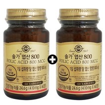 임산부 엽산제 솔가 엽산 800 (60정) x 2병, 묶음, 60정 x 2개