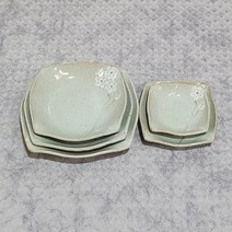 미각도예 사각찬기5종 분청흰꽃[도자기찬접시 찬그릇 반찬기 앞접시 반찬접시], 3호
