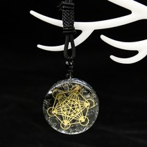 건강목걸이 남자 자석 스포츠 야구 orgonite metatron 큐브 펜던트 om 에너지 치유 스탈 신성한 기하학 차크라 요가 명상 보석 선물, 흑요석