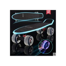 22 인치 블랙 페니보드 크루저 스케이트 보드 피쉬 성인용 미니 바나나 프로스트 PU 휠 컴플리트 보드 물고기, G(flash wheels)