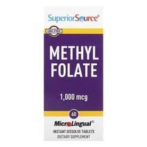 슈퍼리어 소스 활성형 메틸 엽산 1000 mcg 60 츄어블 정 체리 맛 활성 액티브 폴산 폴시드 Methyl Folate 스테비아 잎 아카시아 검