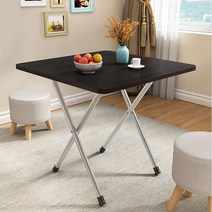 접이식 다용도 테이블 철제 탁자 커피 베란다 침대 거실탁자 사각테이블 침대사이드테이블 커피테이블 베드테이블 접이식탁자 이동식책상 간이테이, 심플의자 블랙우드