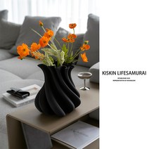 감성 세라믹 꽃병 테이블 장식 식탁 인테리어 소품 화병 꽃꽂이 장식품 특이한 도자기, 블랙