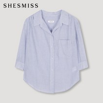 [쉬즈미스(SHESMISS)] [쉬즈미스] [22SS]오픈카라 스트라이프 셔츠_SWWSTM