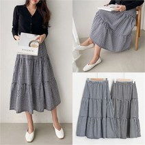 멋쭈 고방 체크 3단 롱스커트 2color