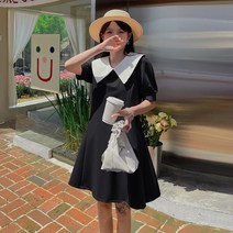여성 빅카라 미디 원피스 블랙 퍼프 드레스 레트로 미디 빅사이즈 루즈핏 판도라 조작된 낙원 이지아 홍태라 고해수 장희진 차정원 기은세 김나영 스타일 원피스