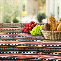 감성 식탁보 방수 테이블보 북유럽 캠핑, 천1.에스닉블랙S