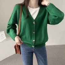 바이단미 여성용 니트 둥근 박시핏 가디건
