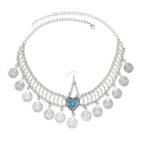 보헤미안 헤어 장식 에스닉 머리 핀 머리띠 하트 여성 쥬얼리 매력적인 빈티지 술 동전 여성용 비즈 헤어웨어 민족 터키