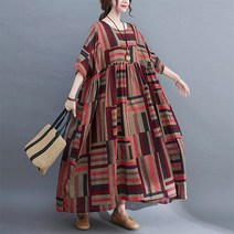 L.ONLINE SHOP중년여성 빅사이즈 사각패턴 홈웨어 롱원피스 면소재 원피스 하객룩 트위드원피스 쉬폰원피스 뷔스티에원피스