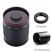 500mm/1000mm F8.0 카메라 망원 수동 미러 렌즈 + 2X 텔레컨버터 + T2 어댑터 캐논 니콘 펜탁스 올림푸스 소니 후지 DSLR, e 마운트