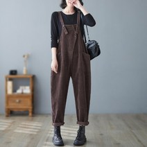 점프슬림 엄마 도톰 빈티지 40대 빅사이즈 오버롤 캐주얼 골덴 점프슈트 포켓 트렁크 멜빵바지