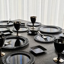 플라스틱 다회용 파티접시 블랙스완 특대 10p + 중 10p + 포크 10p 세트 1세트