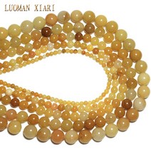 토파즈 보석 원석 천연석 비즈 토파즈 옐로우 제이드 쥬얼리 제작 용 라운드 스페이서 비드 DIY 팔찌 목걸