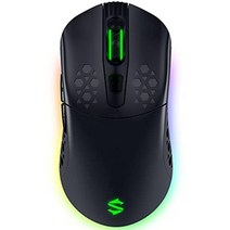 Black Shark 무선 게이밍 마우스 10000 DPI 6단 조정 가능 무선 유선 2 in 1 충전식 경량 90 g 6 버튼 RGB 라이트 벌집 디자인 Mako M1(검정)