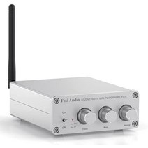 Fosi Audio BT20A-S Bluetooth 증폭기 가정용 오디오 패시브 스피커용 미니 Hi-Fi 스테레오 증폭기 통합 수신기 BT 5.0 클래스 D 2.0 채널 100W x 2 TPA3116 칩 고음 및 저음 컨트롤-33531, 은