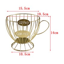북유럽 철 아트 할로우 커피 캡슐 스토리지 바구니 크리 에이 티브 커피 컵 모양의 과일 커피 포드 홀더 홈, 금|CHINA