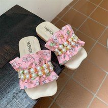 샌들 꽃 웨딩 프릴 밴딩 슬리퍼 데일리 스퀘어 코사지 토오픈 소프트 바캉스 러블리