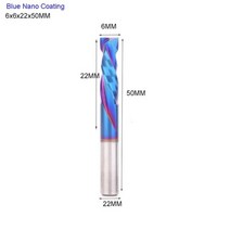 10 개 3.175 4 6mm 상하 절단 두 개의 플루트 나선형 카바이드 밀 공구 커터 CNC 라우터 압축 목재 엔드, 10Pcs 6x22mm Blue