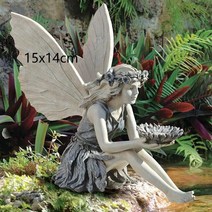 정원조형물 조각 장식 천사 난쟁이 동상 숲 조류 피더 인공물 야외 걸이식, 4.15X14CM