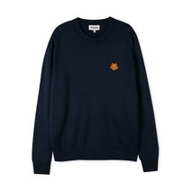 남성 미니 타이거 패치 울 네이비 니트