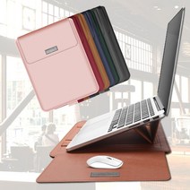 이코노미쿠스 거치대겸용 맥북 LG그램 삼성 노트북 파우치 커버 가죽, 레드