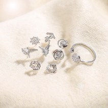 [아주머니몰]반지 쥬얼리 세트 4종 선물세트 귀걸이 + 블링포유10대 20대 30대 40대 50대 60대 70대