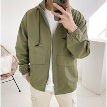 델리 박스 오버핏 스트링 포켓 후드 자켓(3color)