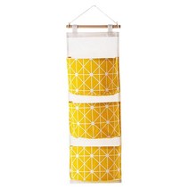 벽장 걸이 수납 가방 포켓 - 거실 침실 욕실 용 3 개의 포켓이있는 도어 옷장 주최자 위의 파우치, 노란색