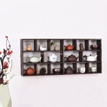 WARM미니그릇장 다용도 빈티지 엔틱 그릇장 다기장 장식장 카페장 원목 찻장 그릇 3종, 16칸