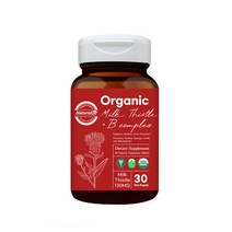 오가닉 유기농 밀크씨슬 플러스 비컴플렉스 비타민B USDA 유기농 인증 밀크씨술추출물 엉겅퀴 아연 실리마린 나이아신 유기농 치커리 유기농 쏘팔메토열매 유기농 대나무죽순 30정