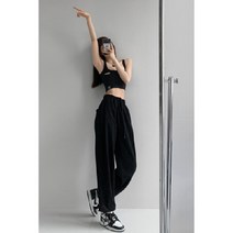 ANKRIC 기모조거팬츠 블로거룩 배기핏 트레이닝 팬츠 여 여름 스트링 슬림 조거 팬츠 캐주얼 스트레이트 조거 팬츠