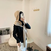 스키니어 후드머플러 넥워머 울함유 니트후드