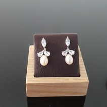아그네스 큐빅 담수 진주귀걸이 은침 드롭