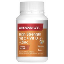 NutraLife Vit C D Zinc 뉴트라라이프 하이 스트렝쓰 비타민 C D 아연 1200mg 60타블렛 2팩