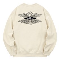 남자 여자 맨투맨 스웨트 셔츠 칸6312 KMC0077 선과악 기모 - 크림