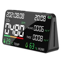미세먼지측정기 공기질측정기 초미세먼지측정기 co2 meter air quality detector monitor 이산화탄소 테스터 tvoc hcho value 전기 수량 온도, 검은색