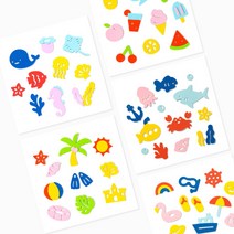 EVA 스티커 여름 물고기 바다 과일 해변 만들기 어린이집 유치원 초등 유아 꾸미기 재료 비치백 비치볼, 해변가