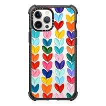 CASETiFY 아이폰 12 프로 맥스용 울트라 임팩트 케이스 - Aries Moross 스티커 클리어 블랙, Clear Polka Daub Hearts