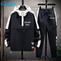 gamakatsu 남성 패치 워크 하이킹 낚시 옷 봄 가을 바지 낚시 까마귀 운동복 낚시 의류 야외, 4xl-92kg, 블랙 01