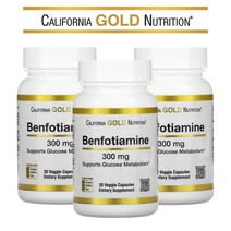 California Gold Nutrition CGN 벤포티아민 300mg L류신 글루코스 메타볼리즘 비건 30 베지캡슐 3팩