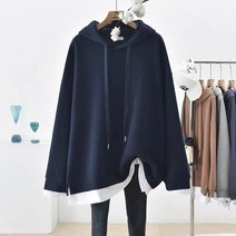 빅사이즈 여성 후드 맨투맨 여성 2023 봄가을 루즈핏 얇은 상의 오버핏 후드티 Whr0614