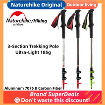 스키폴대 스키폴 Naturehike original 185gpcs 탄소 섬유 외부 빠른 잠금 트레킹 하이킹 접이식 스틱 노르딕 워킹 스틱 목발, 흰색 - 1개
