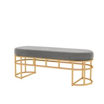 북유럽 신발스툴 럭셔리 벨벳 의자 현관벤치 골드메탈, 60×35×45 cmㅣ피콕 블루