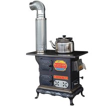 화목 난로 주물 실내 실외 사무실 회사 공장 캠핑용, + 5m 파이프 액세서리 + 스테인레스 스틸 주전자