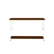 TS퍼니처 TS-05 기본형 슬림 테이블 1200, 화이트(프레임), 라이트월넛(상판)