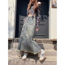 미미앤느 빈티지 스타일 롱 청치마